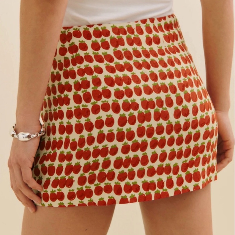 Reformation Red Tomato Print Mini Skirt - Women